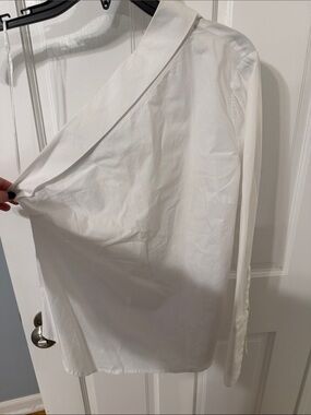 Trouve White One-Shoulder Button-Down Shirt